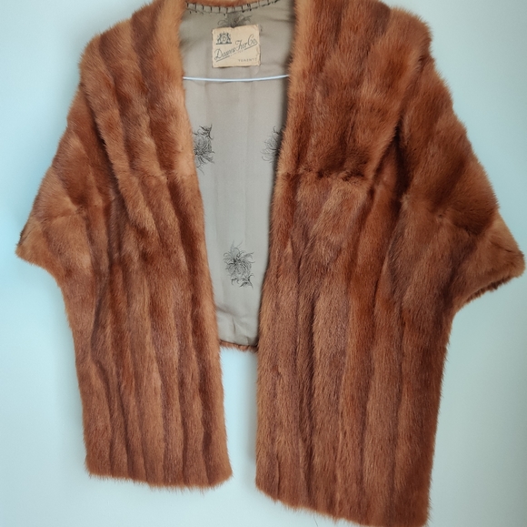 Vintage Ash Brown Red Mink Fur Stole Cape Stunning Dawes Furs Toronto - Picture 13 of 16